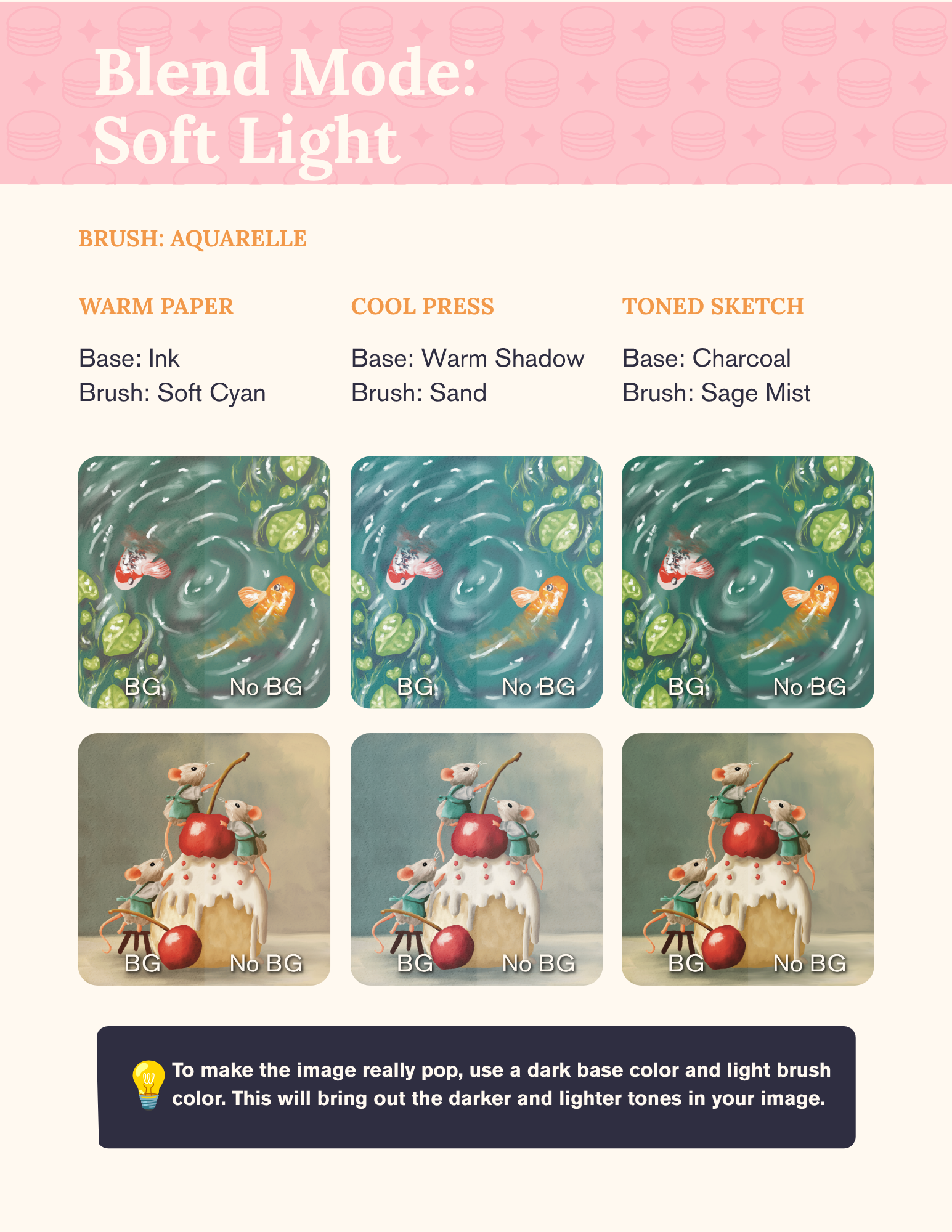 Soft Light blend mode examples with the Aquarelle brush